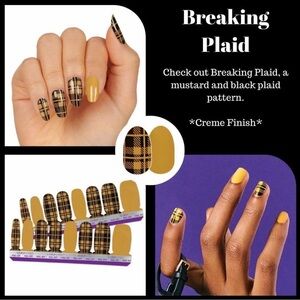 Color Street Breaking Plaid Mustard and Black Press-On Nails